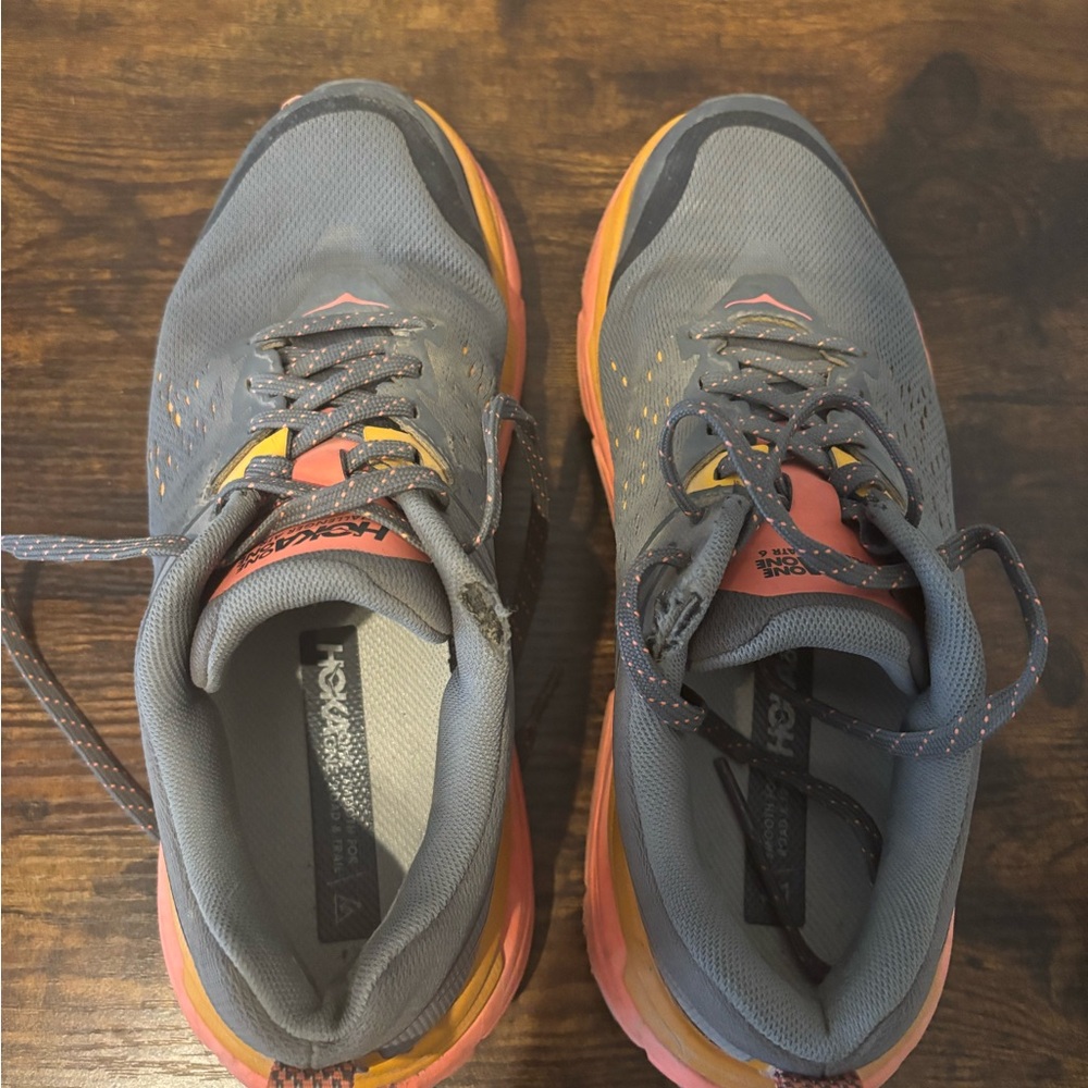 Hoka Gray and Coral Athletic Shoes - Picture 4 of 6